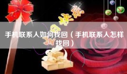 手机联系人如何找回（手机联系人怎样找回）