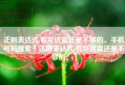 正则表达式,看完这篇还是不够的。手机号码搜索「正则表达式,看完这篇还是不够的。」
