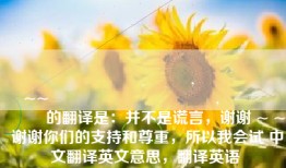 내가 거짓말을하지 않아도,당신이 존경 감사~~지원 주셔서 감사합니다,그렇게해볼 게요 的翻译是：并不是谎言，谢谢 ~ ~ 谢谢你们的支持和尊重，所以我会试 中文翻译英文意思，翻译英语