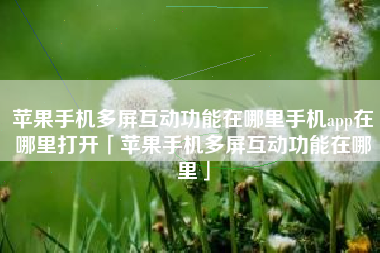 苹果手机多屏互动功能在哪里手机app在哪里打开「苹果手机多屏互动功能在哪里」