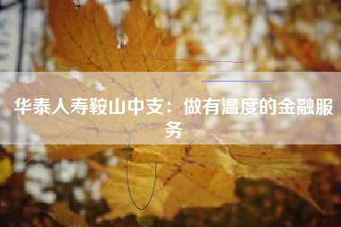 华泰人寿鞍山中支：做有温度的金融服务